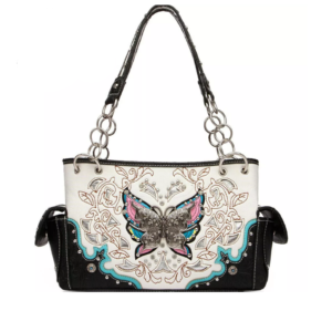 BLK:PINK:TEAL:WHT Butterfly Handbag