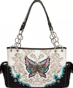 BLK:PINK:TEAL:WHT Butterfly Handbag
