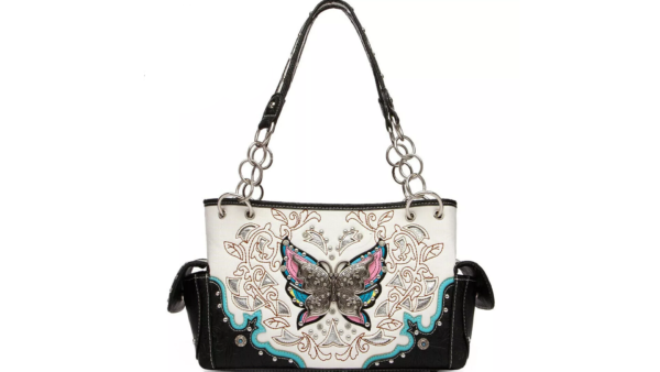 BLK:PINK:TEAL:WHT Butterfly Handbag