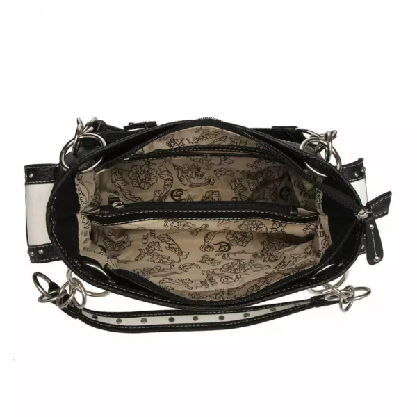 BLK:PINK:TEAL:WHT Butterfly Handbag Inside