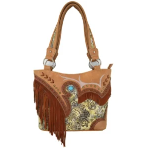 Beige & Brown Tassel Handbag