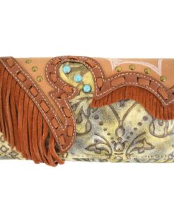 Beige & Brown Tassel Wallet