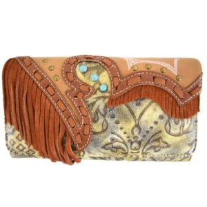Beige & Brown Tassel Wallet