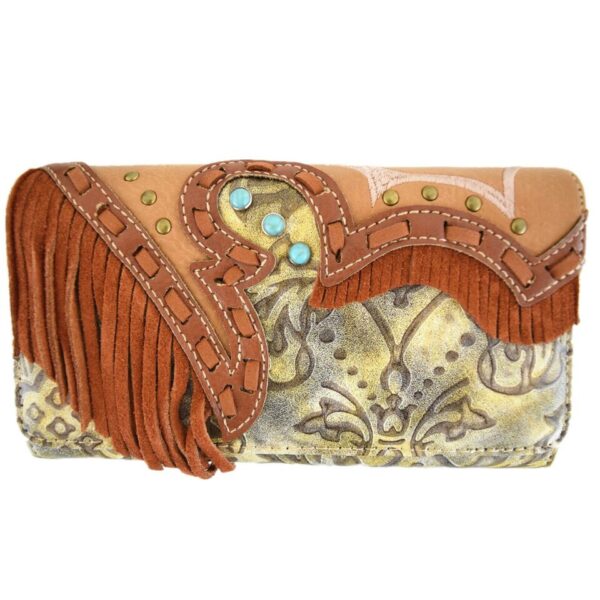 Beige & Brown Tassel Wallet