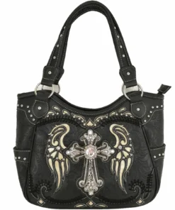 Black Wings Metal Cross Handbag
