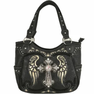 Black Wings Metal Cross Handbag