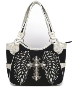 Bone White Wings Metal Cross Handbag