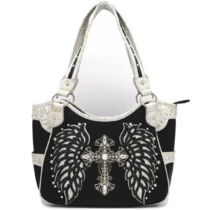 Bone White Wings Metal Cross Handbag