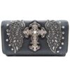 Bone White Wings Metal Cross Wallet