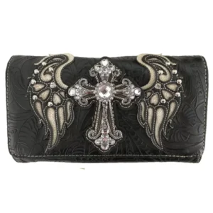 Black Wings Metal Cross Wallet
