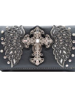 Bone White Wings Metal Cross Wallet