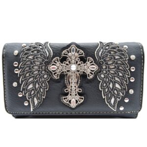 Bone White Wings Metal Cross Wallet