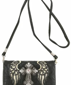 Black Wings Metal Cross Wallet Strap