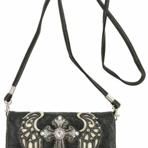 Black Wings Metal Cross Wallet Strap