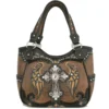 Brown Wings Metal Cross Handbag