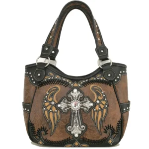 Brown Wings Metal Cross Handbag