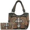Brown Wings Metal Cross Handbag Set