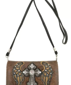 Brown Wings Metal Cross Wallet Strap
