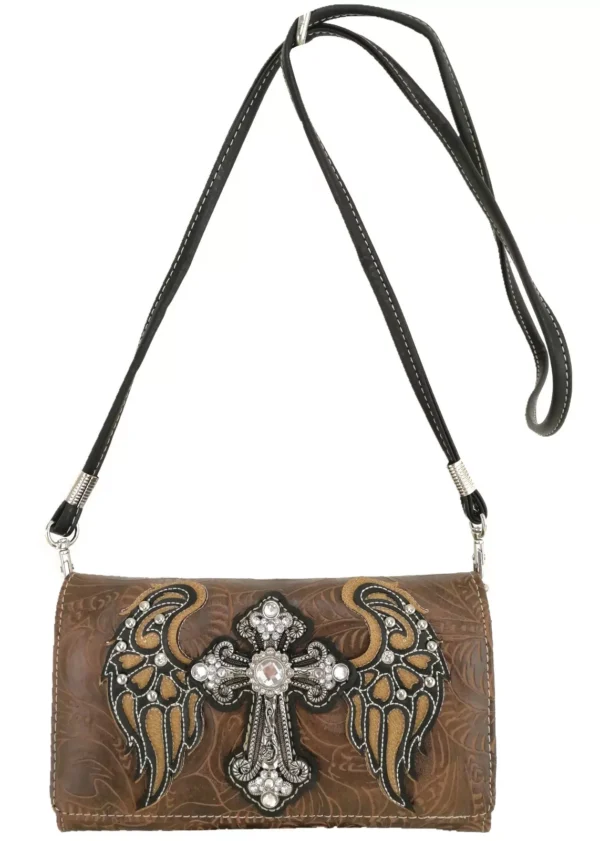 Brown Wings Metal Cross Wallet Strap