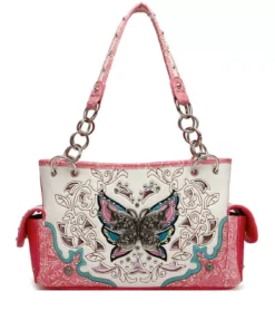 Peach/Teal/White/Metal BFLY Handbag
