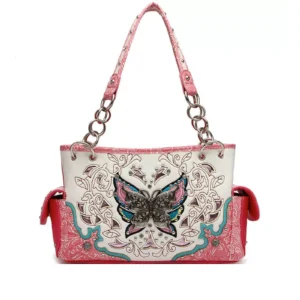 Peach/Teal/White/Metal BFLY Handbag
