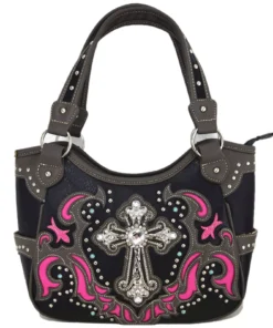 Pink Cross Stud Concealed Carry Handbag Wallet