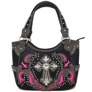 Pink Cross Stud Concealed Carry Handbag Wallet