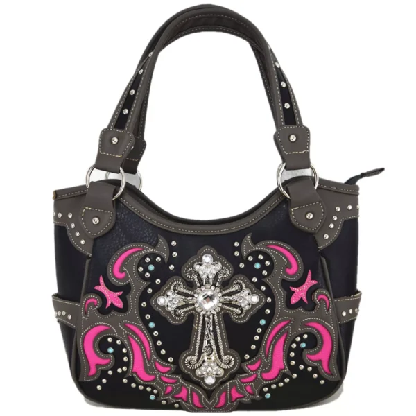Pink Cross Stud Concealed Carry Handbag Wallet