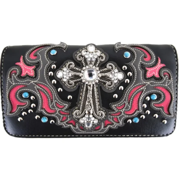 Pink Cross Stud Concealed Wallet
