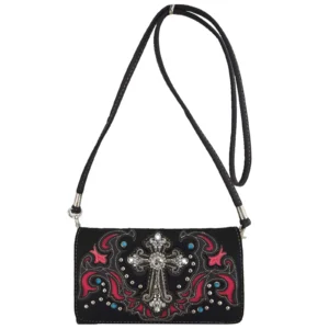 Pink Cross Stud Wallet Strap