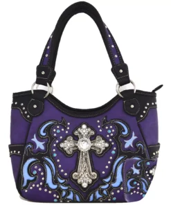 Purple Cross Stud Country Concealed Carry Handbag