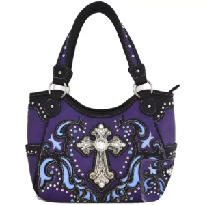 Purple Cross Stud Country Concealed Carry Handbag