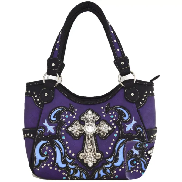 Purple Cross Stud Country Concealed Carry Handbag