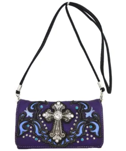 Purple Cross Stud Country Concealed Carry Handbag Wallet Strap