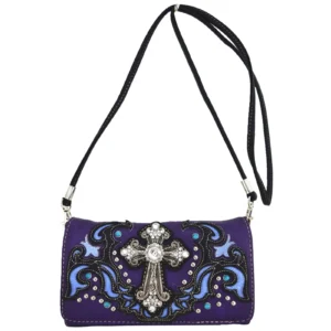 Purple Cross Stud Country Concealed Carry Handbag Wallet Strap