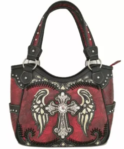 Red Wings Metal Cross Handbag