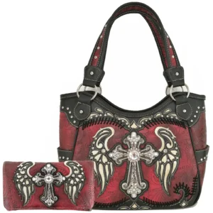 Red Wings Metal Cross Handbag Set