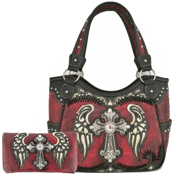 Red Wings Metal Cross Handbag Set
