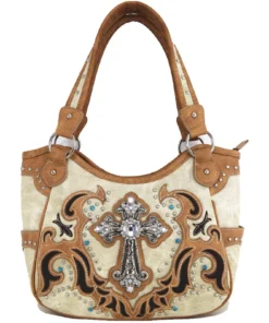 Sand Cross Stud Concealed Carry Handbag