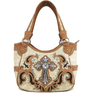 Sand Cross Stud Concealed Carry Handbag