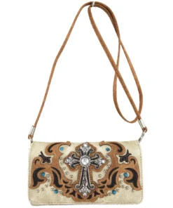 Sand Cross Stud Wallet Strap