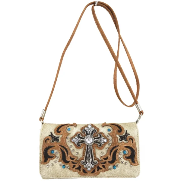Sand Cross Stud Wallet Strap