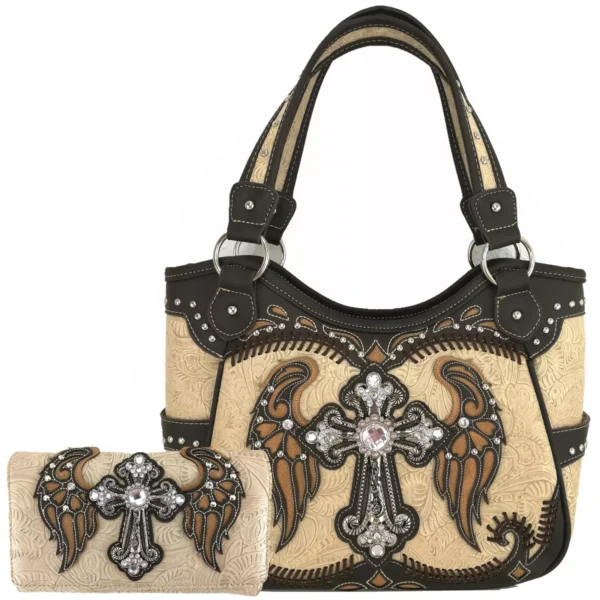 Sand Wings Metal Cross Handbag Set