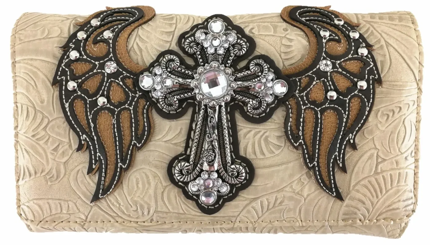 Sand Wings Metal Cross Wallet