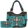 Teal Wings Metal Cross Handbag Set