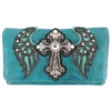 Teal Wings Metal Cross Wallet