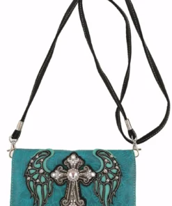 Teal Wings Metal Cross Wallet Strap