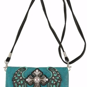 Teal Wings Metal Cross Wallet Strap