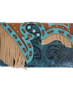 TEAL & BRWN Tassle Wallet