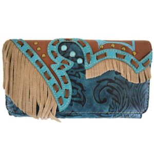 TEAL & BRWN Tassle Wallet